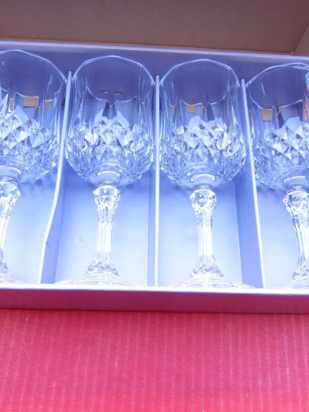 CRYSTAL 4 FRENCH GLASS GOBLETS WINE WATER STEMMED 5 3/4 oz D'ARQUES-DURAND